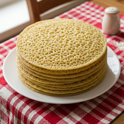 Марокканские блины 1000 дырочек (варенье, мед, масло, сметана)